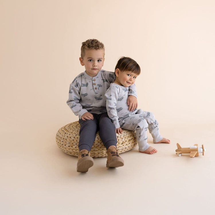 2 - Way Zip Romper - Airplane Pattern - Olive Sprout Kids