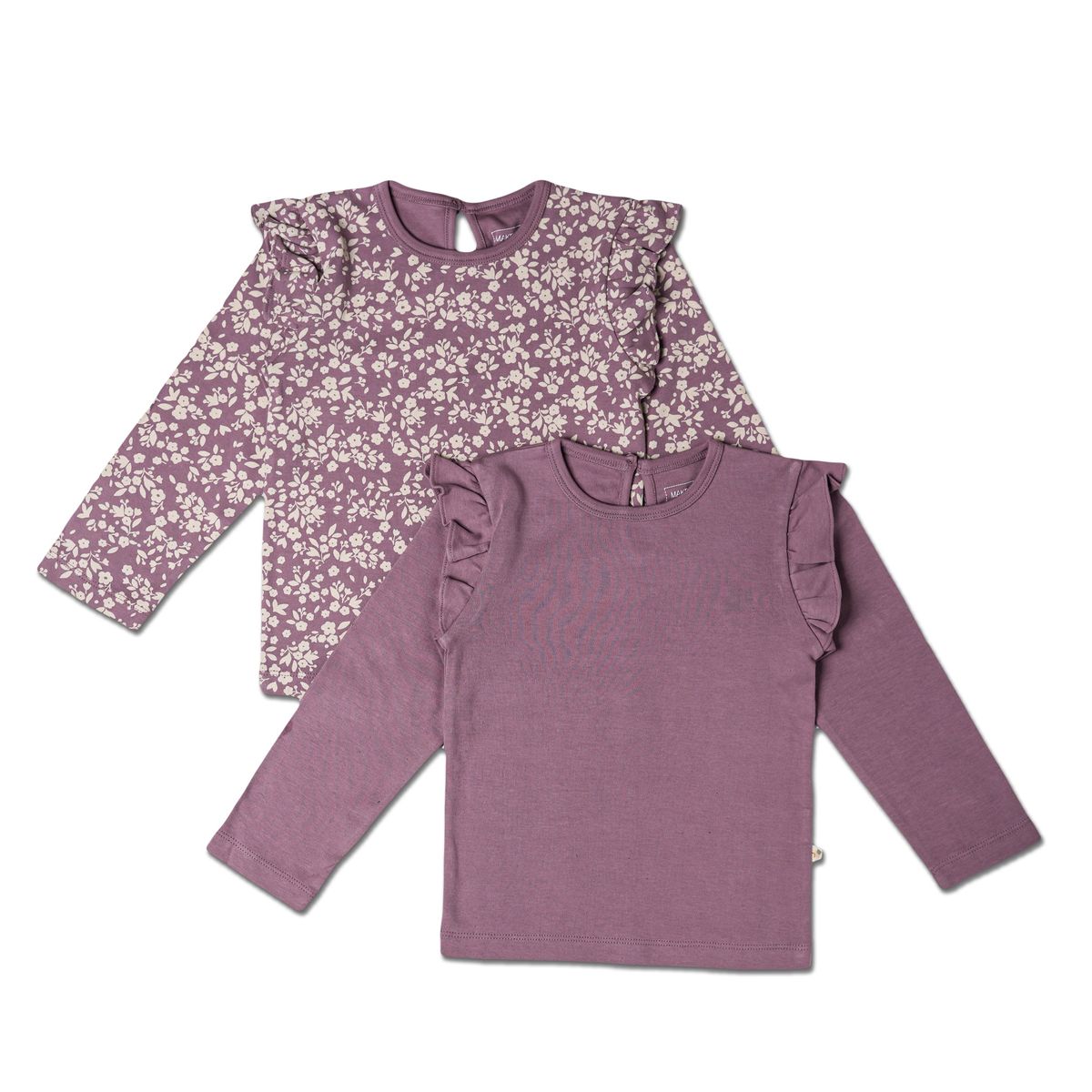 Organic Ruffle Long Sleeve Top Set of 2 - Thistle & Berry thistle purple | Make Make Organics