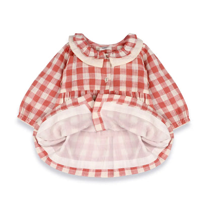 Organic Baby Gingham Dress & Bloomer Set – Cranberry Rust | Olive Sprout Kids