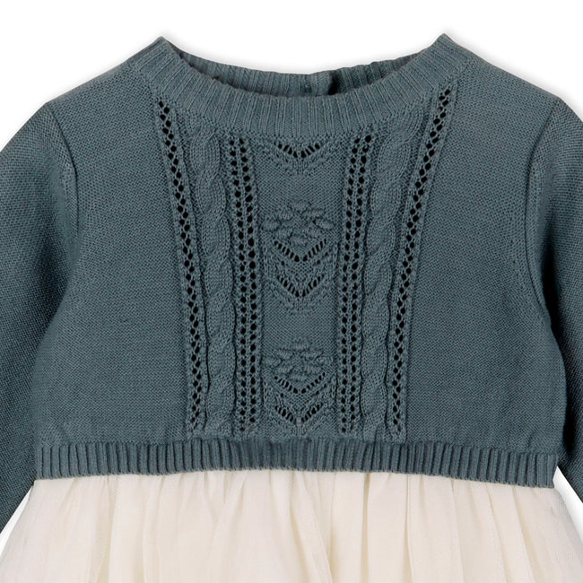Organic Cotton Cable Floral Sweater Knit Top & Tutu Baby Dress | Baby Girl tutu sweater Dresses | Organic Clothing | Olive Sprout Kids