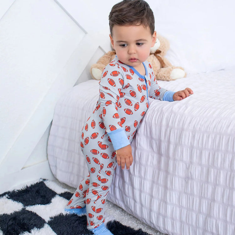 Huddle Up Convertible Coverall made from soft bamboo fabric designed as a baby boy one-piece outfit