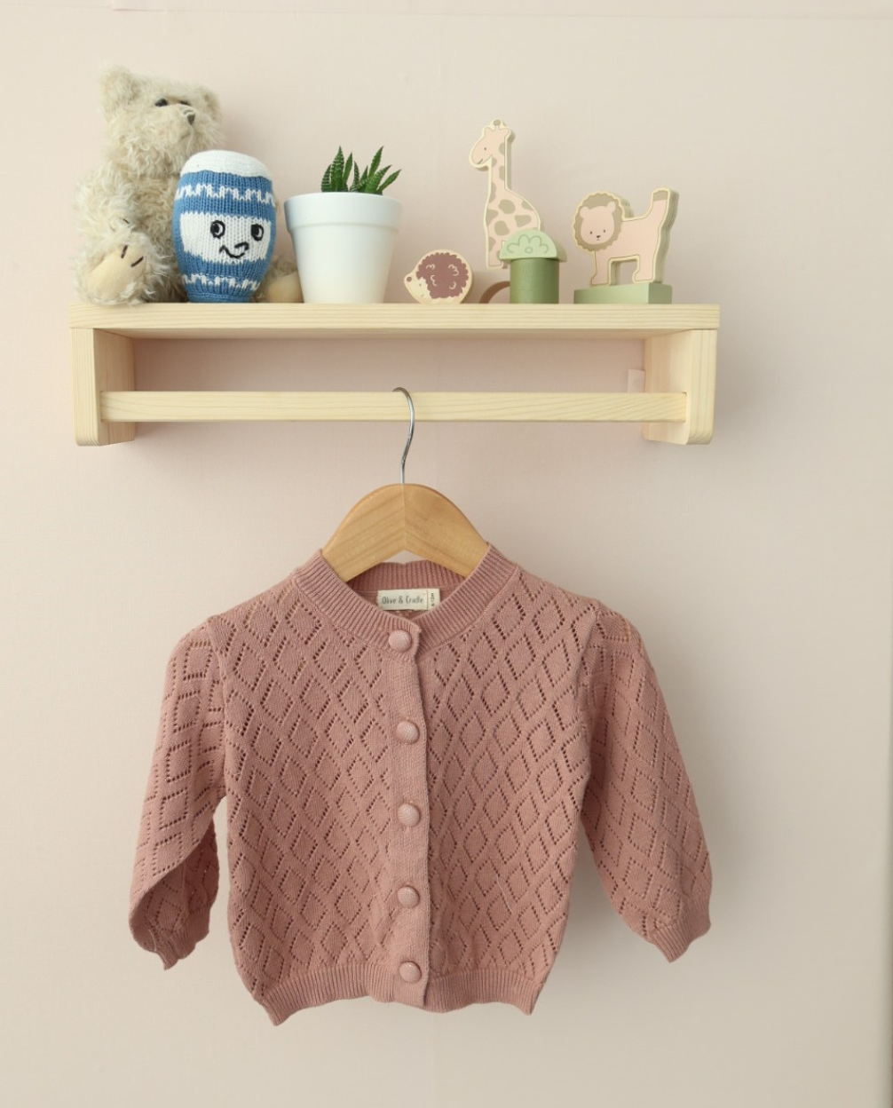 Knit cardigan for baby girls in Mauve 