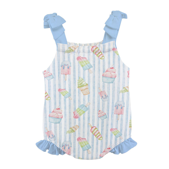 Baby girl ice cream bubble romper & sun hat set | Olive Sprout Kids