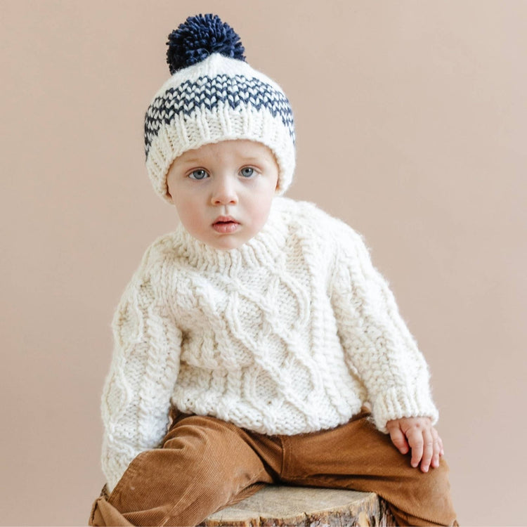 
                    
                      Blueberry Hill Baby Fisherman Knit Sweater - Cream chunky knit warm baby sweater
                    
                  
