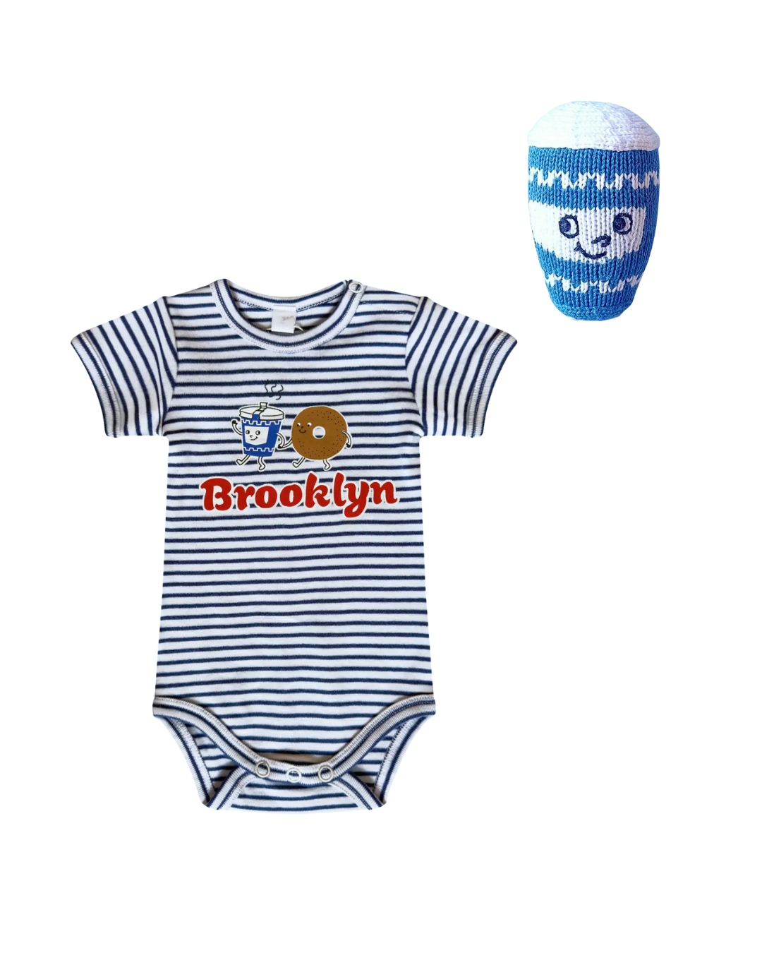 Narrows Coffee Sprout Set Organic cotton brooklyn onesie and rattle 