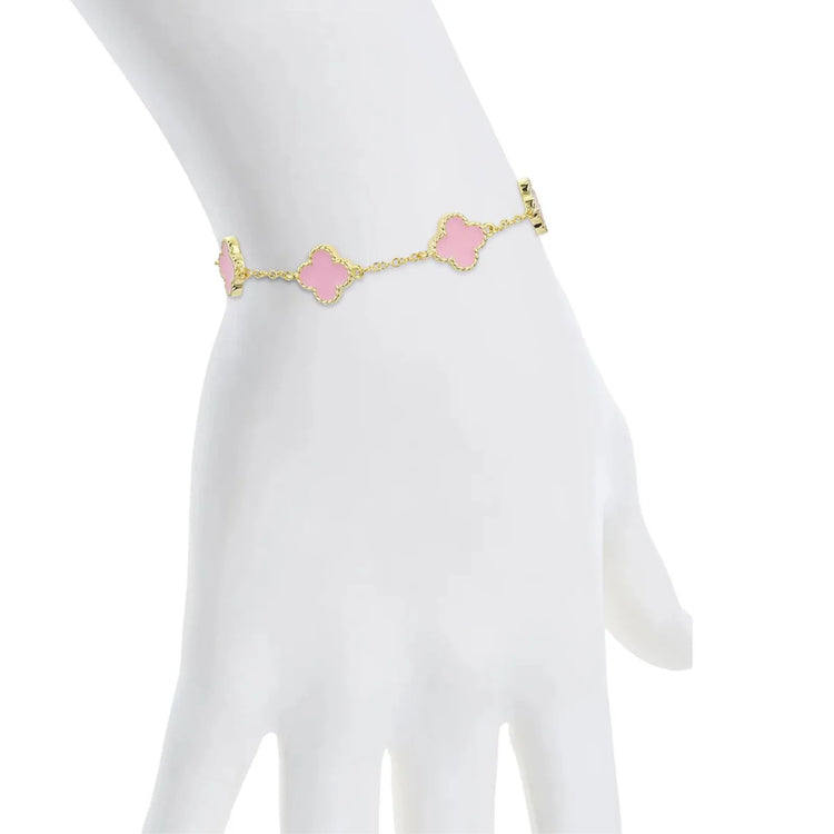 
                    
                      Four Leaf Clover Link Bracelet for Girls | Pink or Pearl
                    
                  