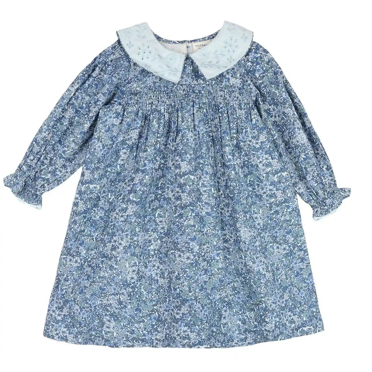 Embroidered Collar Organic Cotton Girls Dress