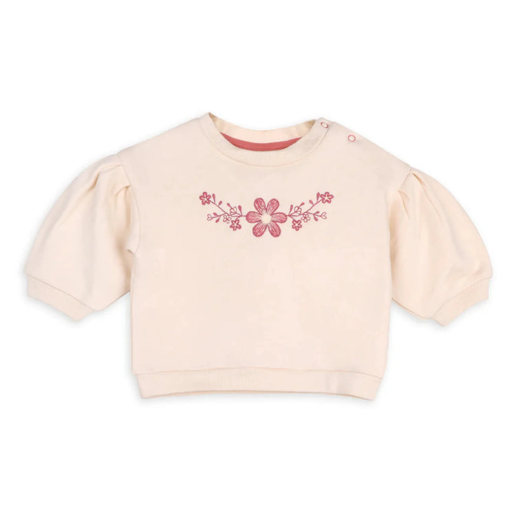 
                    
                      Organic Cotton Floral Sweatshirt & Legging Set (Bloom Cream) floral sweatshirt close-up detail
                    
                  