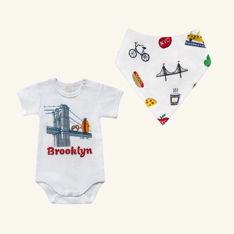Brooklyn Baby Buddies Bodysuit and Bib (Organic Cotton) set for babies 