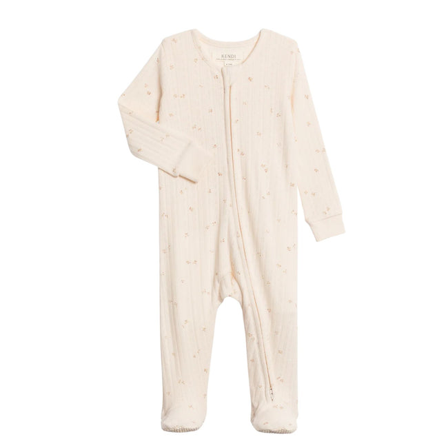 Pointelle Footed Zipper Sleeper & Headband Set (Organic Cotton) newborn essentials set with zipper closure and delicate pointelle knit