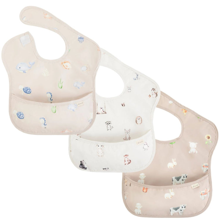 Ali & Oli 3-Pc Sleeveless Bib Set for Baby & Toddler – Animals featuring playful animal designs Baby & Toddler (3-pc) Smock Bib Set