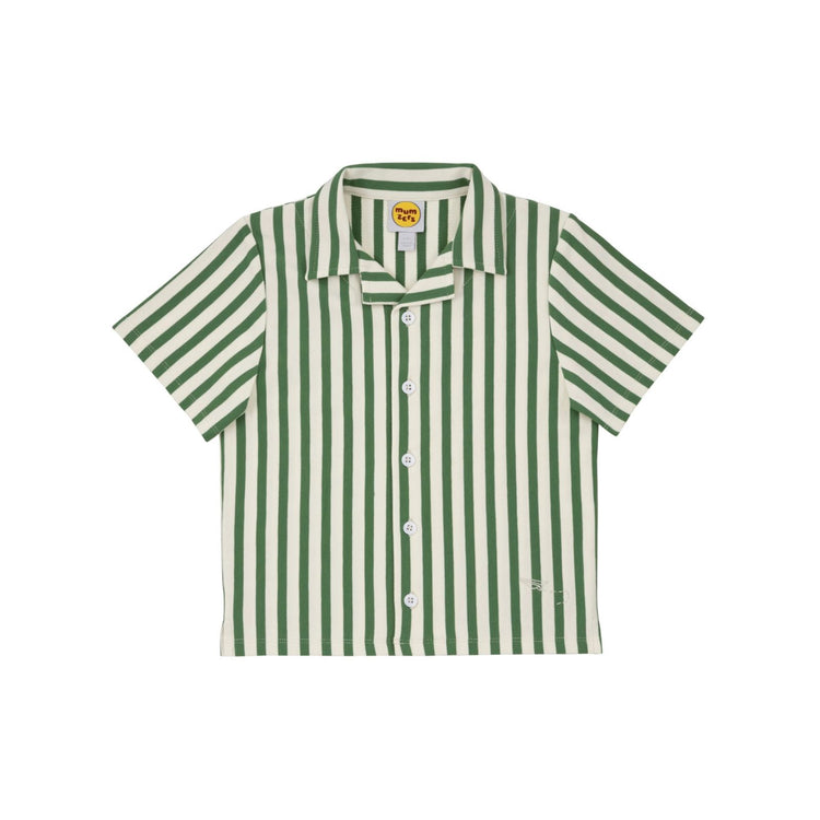 Oversized fit details on the Stripe & Stroll Cotton Set for kids.