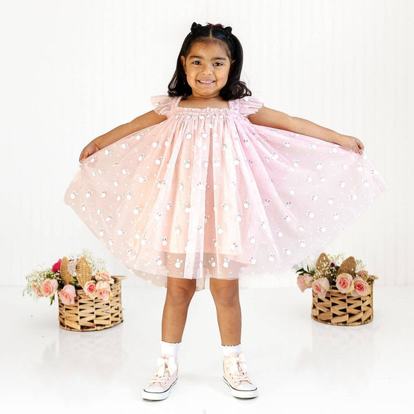 Olive Sprout Kids Sweet Wink Little Bunny Easter Tulle Dress featuring shed-free embellishments baby and toddler girls