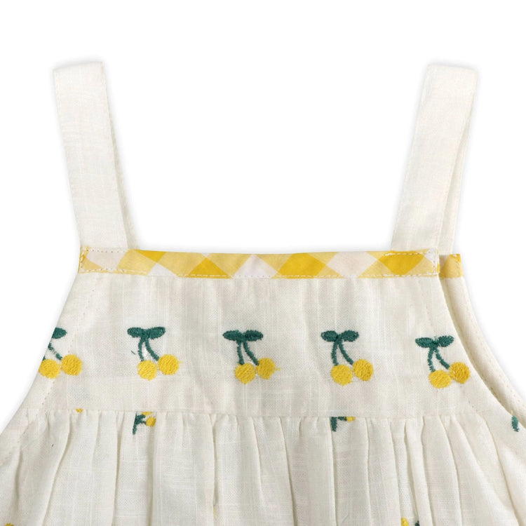 Lulu Embroidered Baby Dress & Bloomer Set (Organic Cotton) - flat lay showing dress and matching bloomer set, Viverano Organics