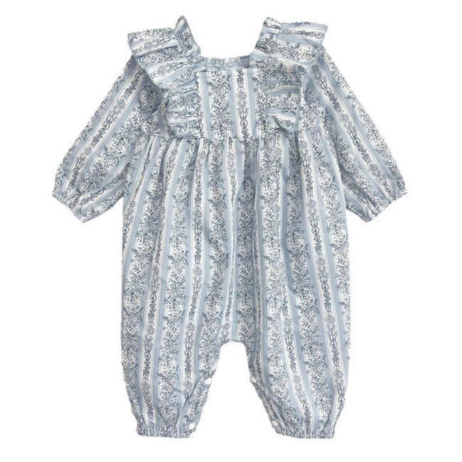 Georgina Striped Ruffle Romper & Headband Set cute baby shower gift outfit for girls with matching headband set