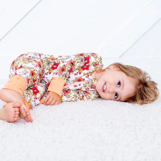 Honeyblossom Convertible Coverall Bestaroo bamboo pajamas, Vintage Flower Print Bamboo Convertible Coverall
