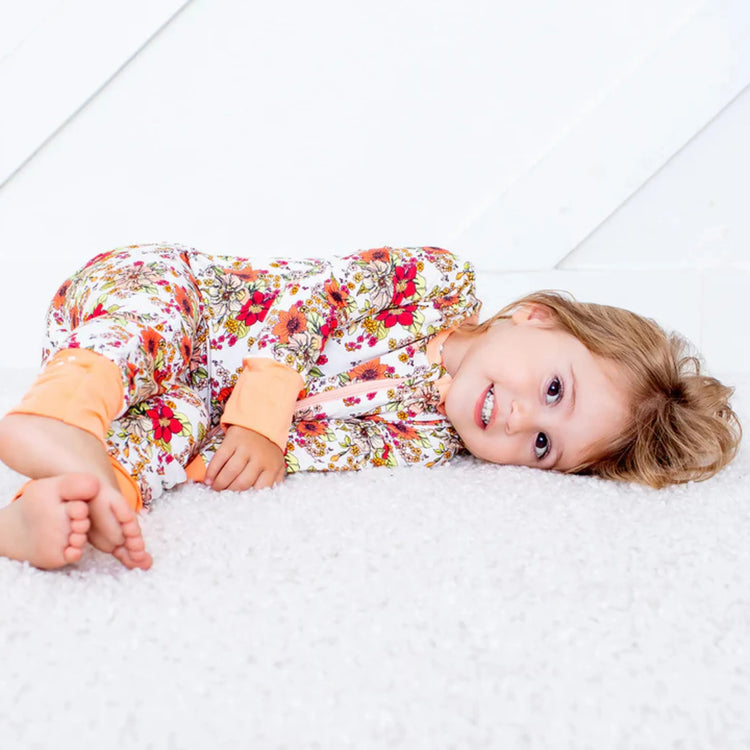 Honeyblossom Convertible Coverall Bestaroo bamboo pajamas, Vintage Flower Print Bamboo Convertible Coverall
