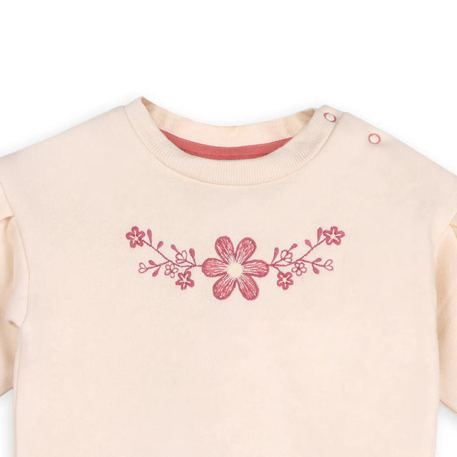 Organic Cotton Floral Sweatshirt & Legging Set (Bloom Cream) soft stretchy organic cotton baby set