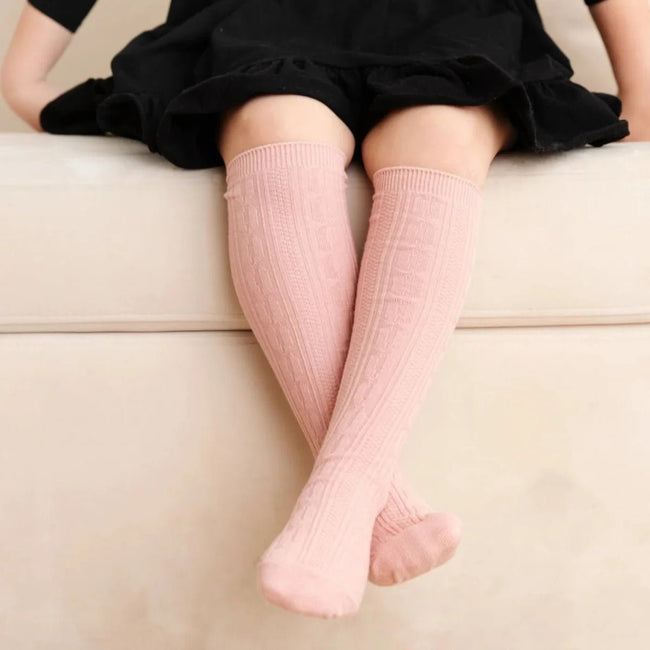 Cable Knit Knee High Sock 3 - Pack - Olive Sprout Kids