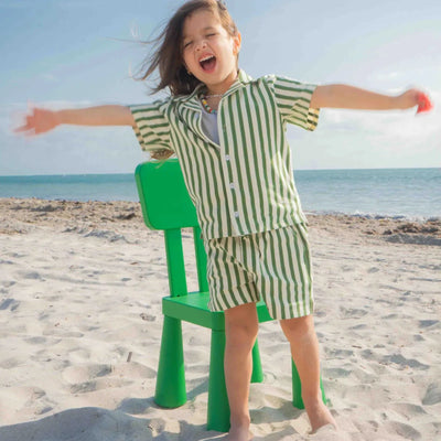 Stripe & Stroll Cotton Set matching striped play outfit for toddlers.