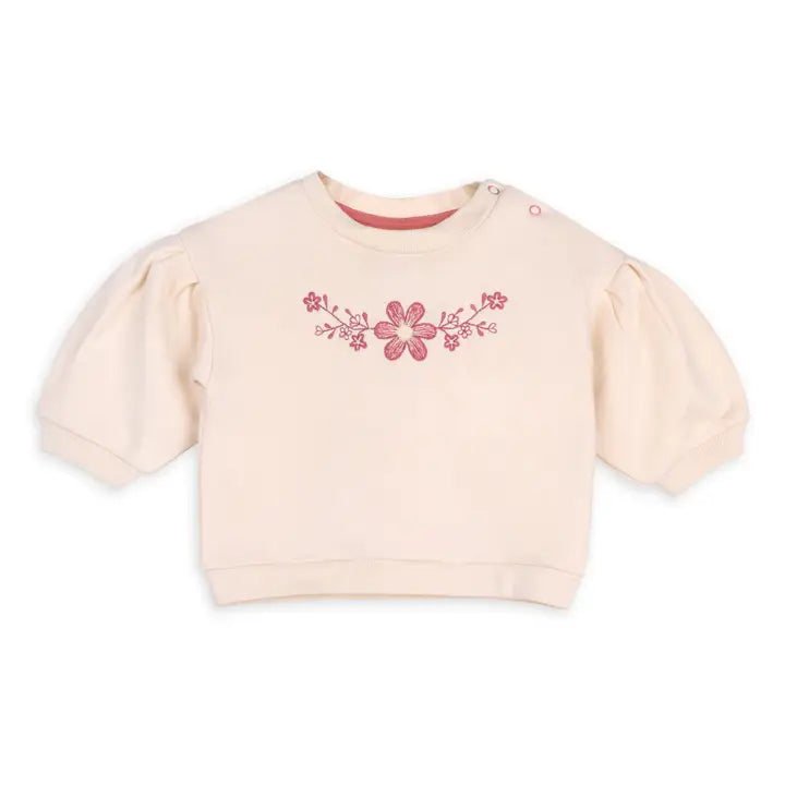 Organic Floral Baby Sweatshirt & Legging Outfit – Cream Puff | Olive Sprout Kids