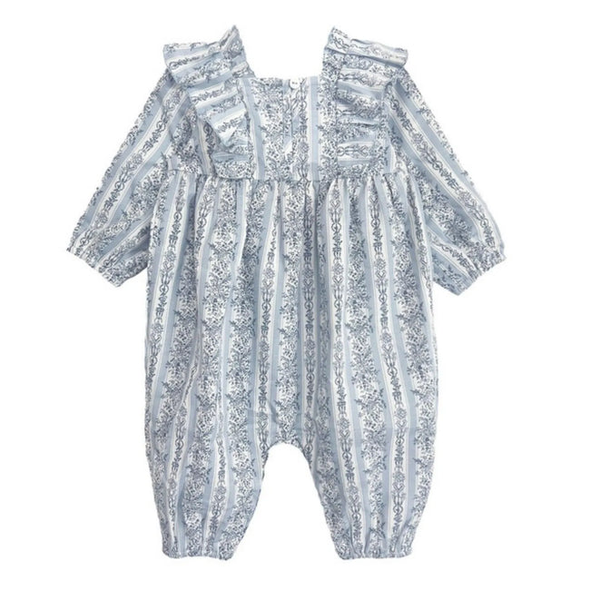 Georgina Striped Ruffle Romper & Headband Set stylish toddler girl outfit with soft fabric and feminine ruffle trim