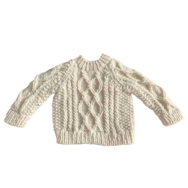 Blueberry Hill Baby Fisherman Knit Sweater - Cream soft cozy baby knit sweater