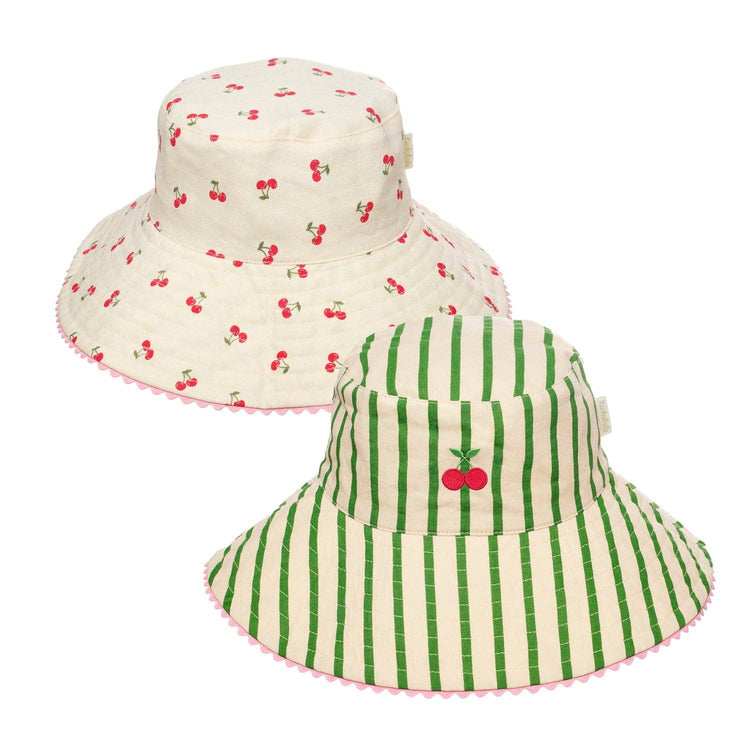 Rockahula Kids Cherry Kiss Reversible Hat for toddler girl summer outfits.