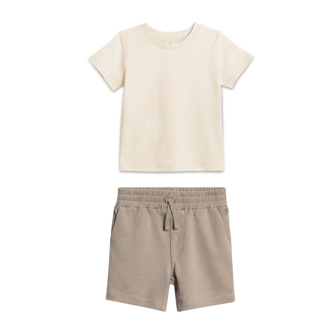 Con Tee & Short Set (Organic Cotton) designed as a two-piece boys clothing set with neutral tee and shorts