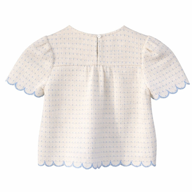 Embroidered Scallop Detail Button Top back of shirt 