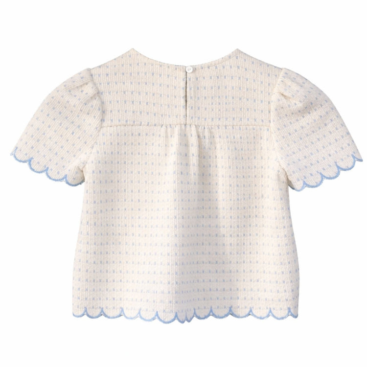 Embroidered Scallop Detail Button Top back of shirt 