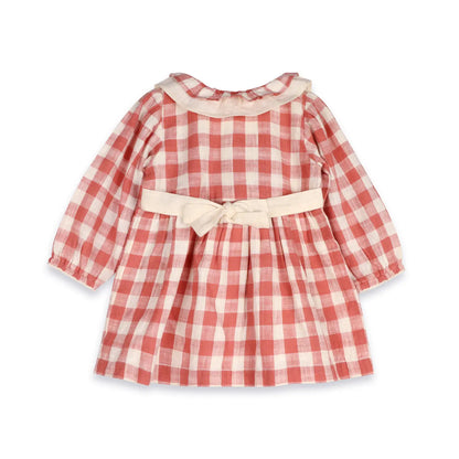 Organic Baby Gingham Dress & Bloomer Set – Cranberry Rust | Olive Sprout Kids