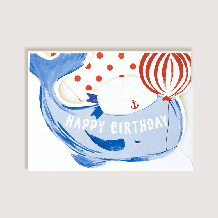Whale birthday die-cut happy birthday card | Olive Sprout Kids
