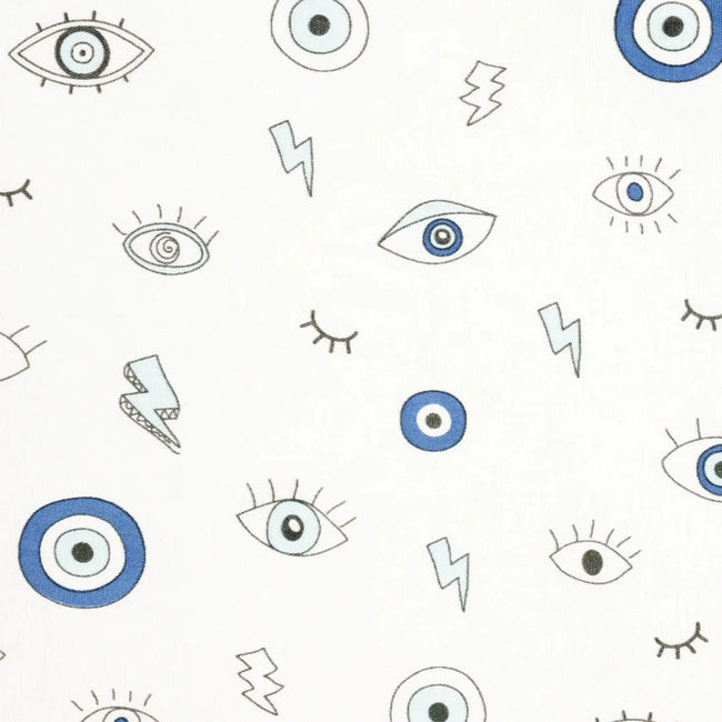 Evil Eye Pattern Footie Pajama featuring evil eye print on Pima cotton baby sleepwear