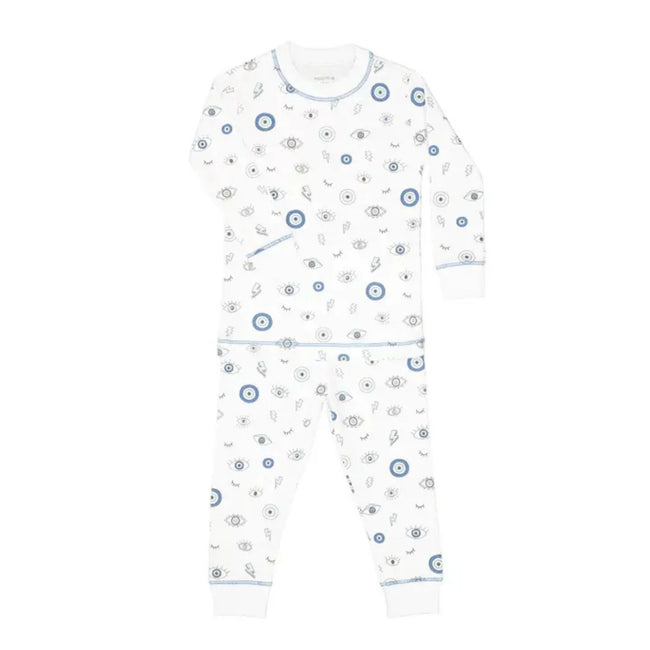 Evil Eye Pattern Footie Pajama featuring evil eye print on Pima cotton baby sleepwear for boys
