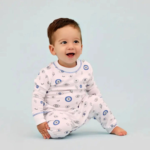 Evil Eye Pattern long sleeve Pajama featuring evil eye print on Pima cotton toddler sleepwear