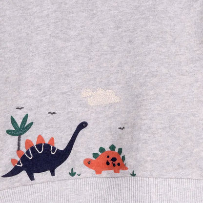 Organic Dinosaur Baby Sweatshirt & Jogger Set – Heather Grey | Olive Sprout Kids