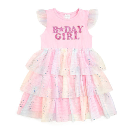 Toddler girl wearing the Fairy Dust Birthday Tutu Dress for her birthday party.