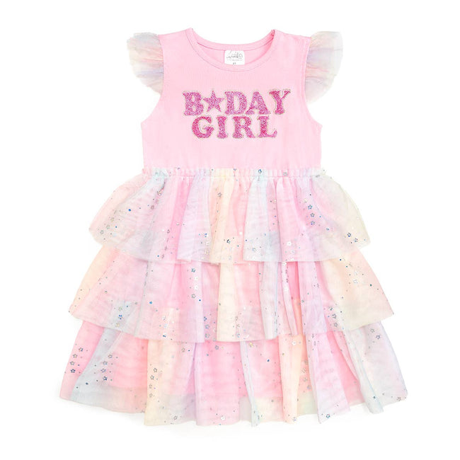 Toddler girl wearing the Fairy Dust Birthday Tutu Dress for her birthday party.