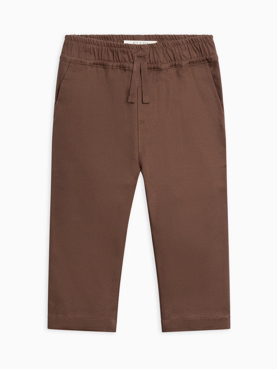 Organic Twill pant in brown for toddler boys 