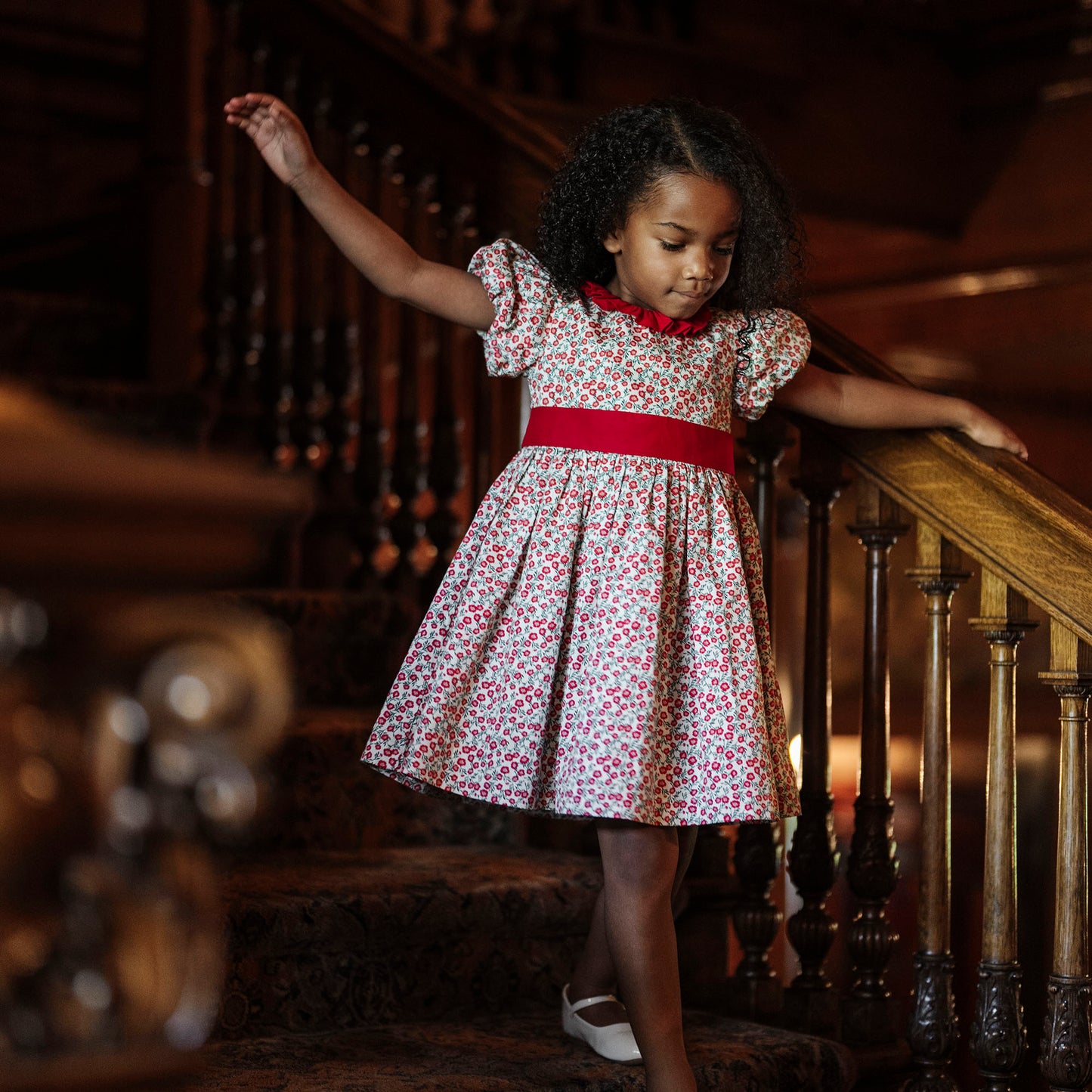 Baby girls puff sleeve ruffle collar dress