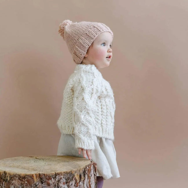 Blueberry Hill Baby Fisherman Knit Sweater - Cream classic fisherman style baby sweater