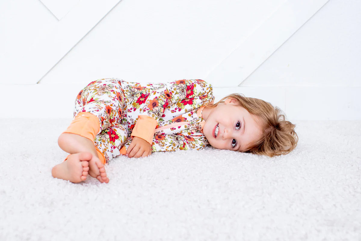 Convertible Footie Pajamas - Vintage Floral for baby sister girl 