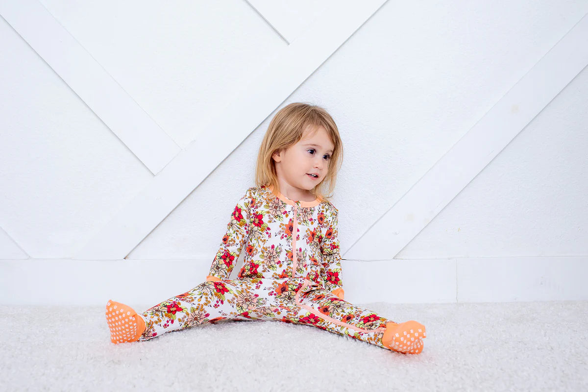 Convertible Footie Pajamas - Vintage Floral for baby sisters