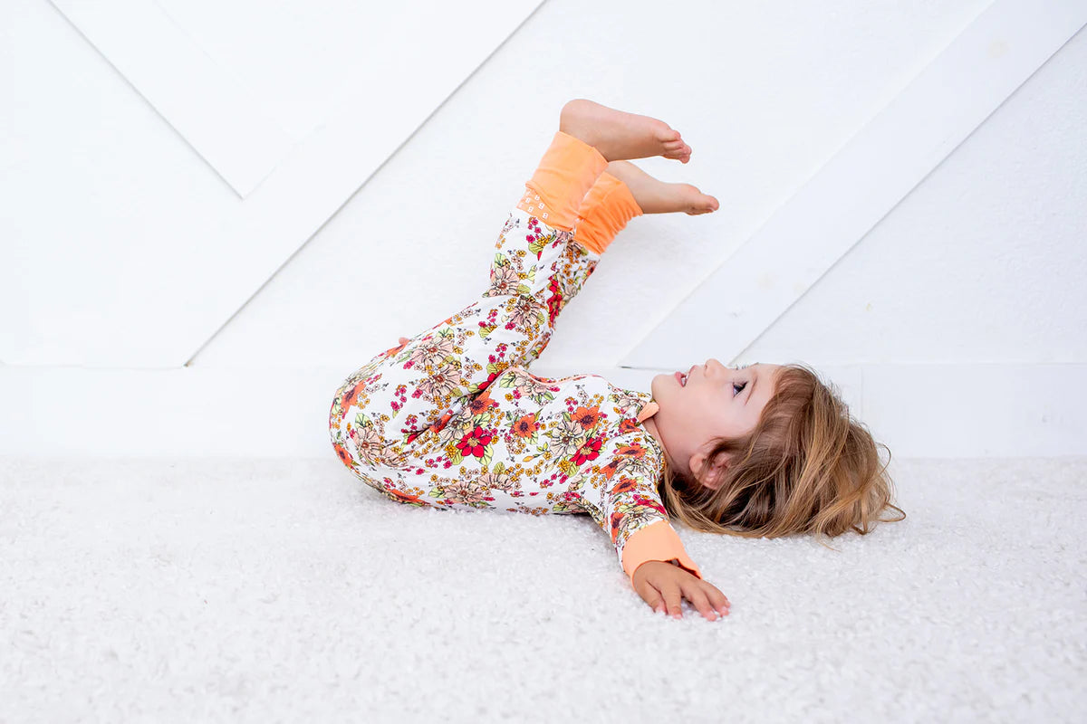 Convertible Footie Pajamas - Vintage Floral for baby sisters and babies