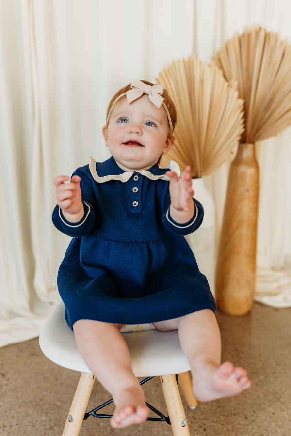 baby dress knit in navy for fall for babies