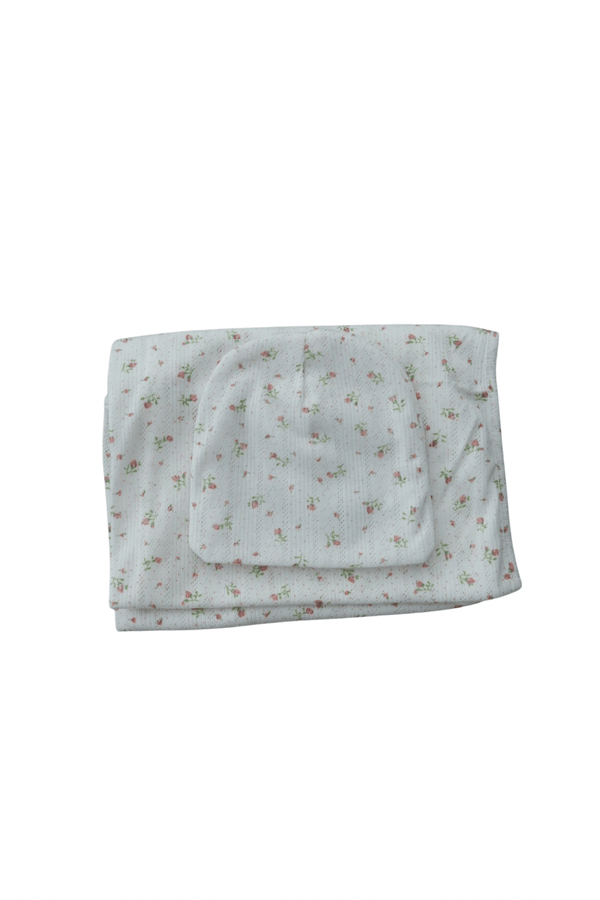Eyelet Floral Baby Blanket & Hat Set - Olive Sprout Kids