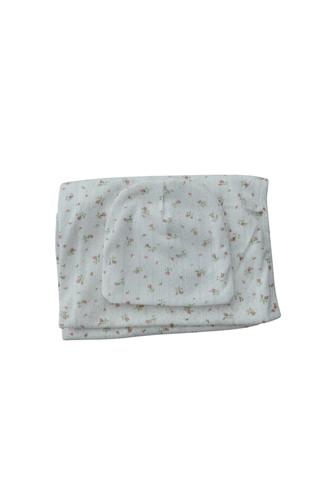 Eyelet Floral Baby Blanket & Hat Set - Olive Sprout Kids