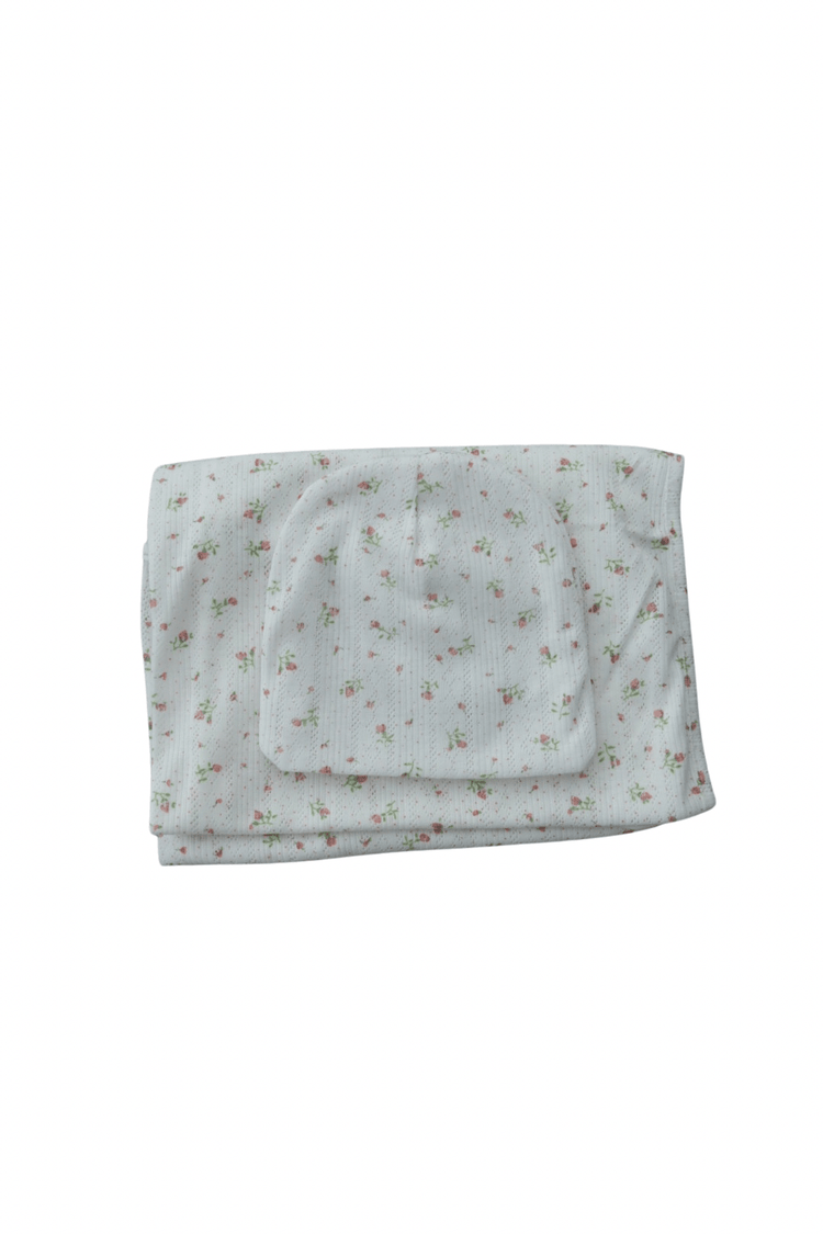 Eyelet Floral Baby Blanket & Hat Set - Olive Sprout Kids