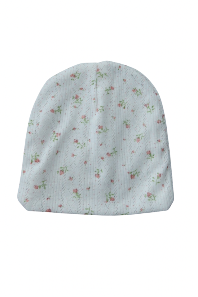 Eyelet Floral Baby Blanket & Hat Set hat photo